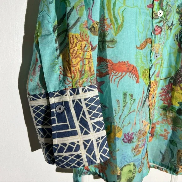 TIZZIE Ocean-Themed Button-Up Shirt - Picture 4 of 12